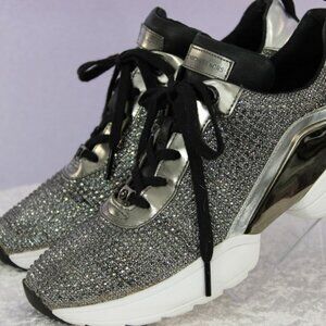 Michael Kors Allie Trainer Crystal Mesh Sneakers Silver Metallic | Women’s Size